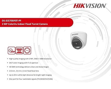 Hik-Vision 2MP ColorVu Audio Indoor Fixed Turret Camera Built-in Microphone