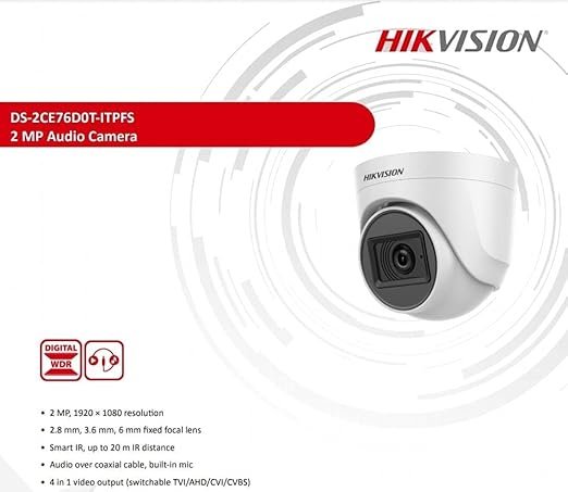 HIKVISION 2MP Dome with inbuilt Mic 1080p