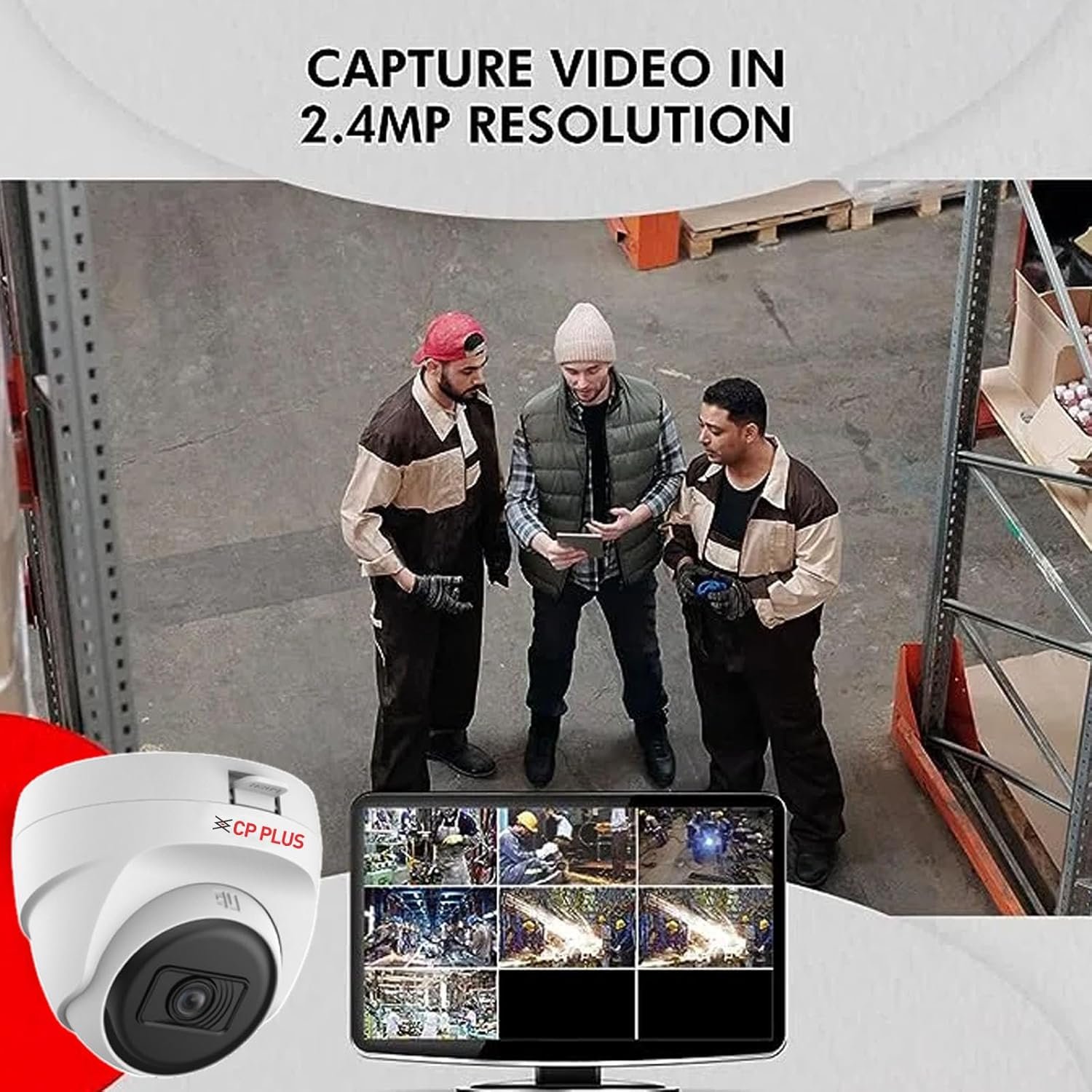 CP PLUS 2.4MP Dome Camera | Black & White Night Vision | 3.6 | Motion Detection